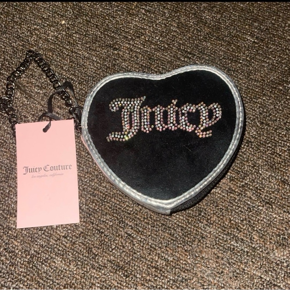 Juicy Couture Black Heart Bag with Silver Trim